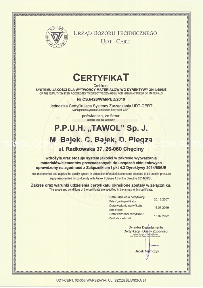 Certyfikat UDT-CERT