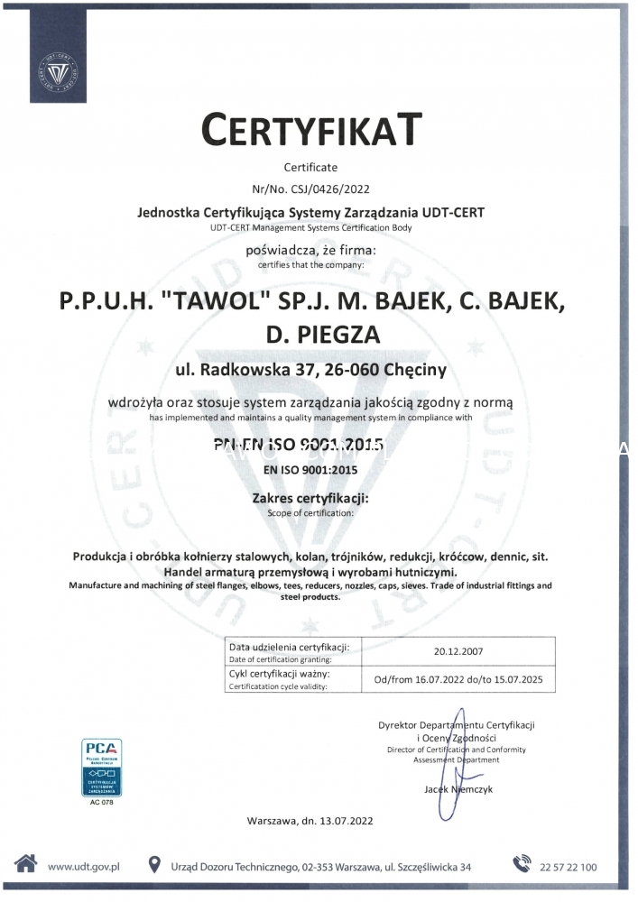 Cert. ISO 2022-1